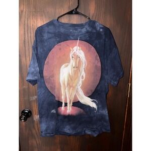 The Mountain Mens Unicorn Moon Tie Dye Graphic T-Shirt Navy Blue XL Fantasy Art